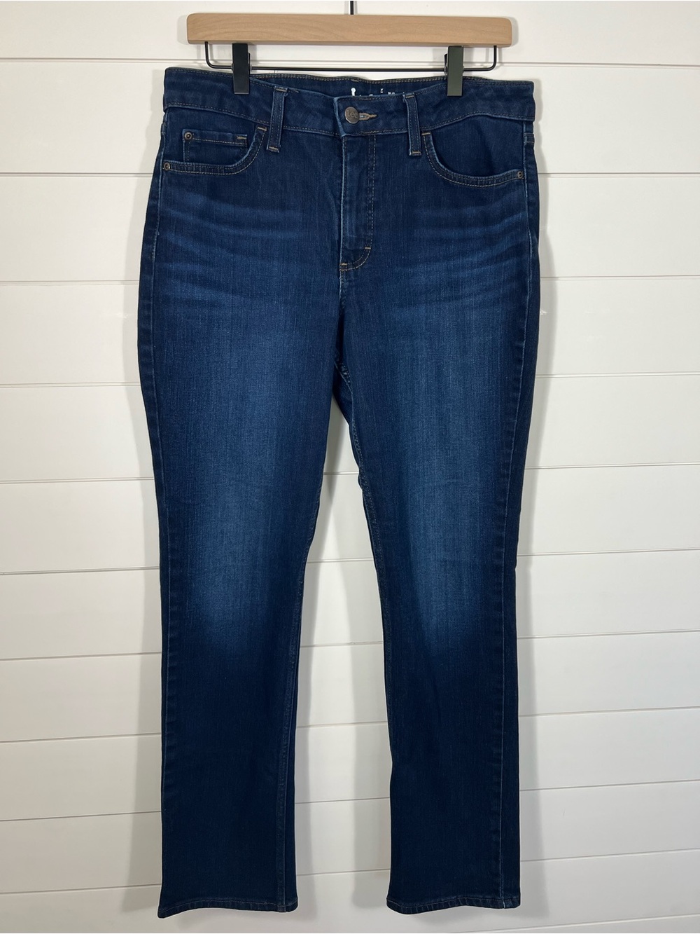 Lee Jeans Womens 12 Long Regular Fit Straight Leg Dark Wash Stretch Denim